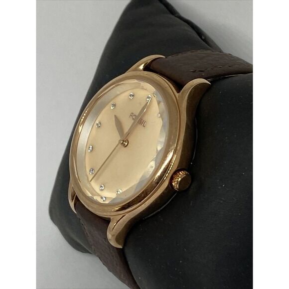 Fossil Laney BQ3392 Women's Brown Leather Analog Gold Dial Quartz Watch XR473 - Picture 4 of 12